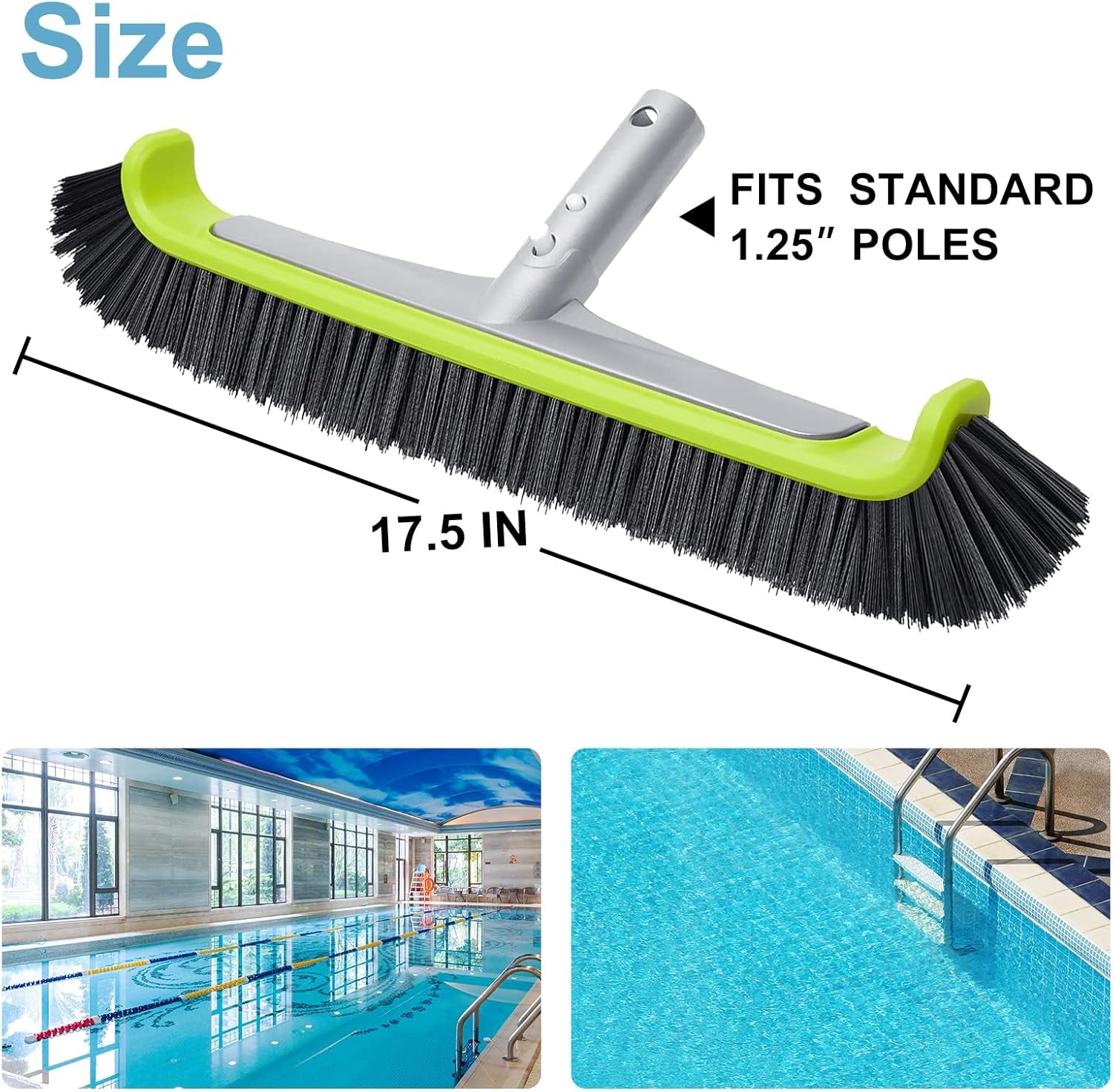 Pool Brush Head for Cleaning Pool Walls,Heavy Duty Inground/Above Ground Swimming Pool Scrub Brushes with Premium Strong Bristle & Reinforced Aluminium Back