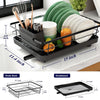 Dish Drying Rack- Space-Saving Dish Rack, Dish Racks for Kitchen Counter, Stainless Steel Kitchen Drying Rack with a Cutlery Holder,12''W X 15''L, Black