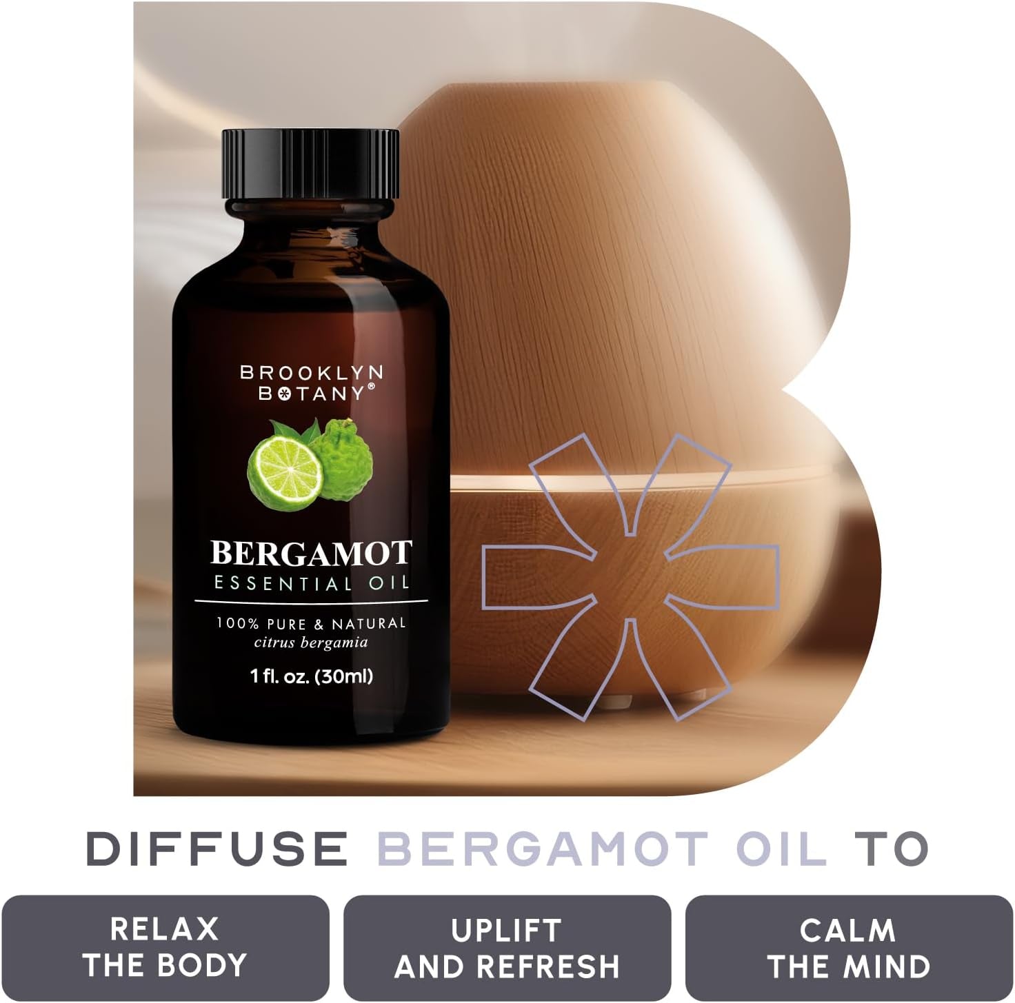 Bergamot Essential Oil – 100% Pure and Natural – Premium Grade Oil with Dropper - for Aromatherapy and Diffuser - 1 Fl Oz