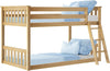 Twin over Twin Low Bunk Bed with Ladder, Wooden Bunk Beds with 14” Safety Guardrail for Kids,Toddlers, Boys, Girls, Teens, Bedroom Furniture, Natural