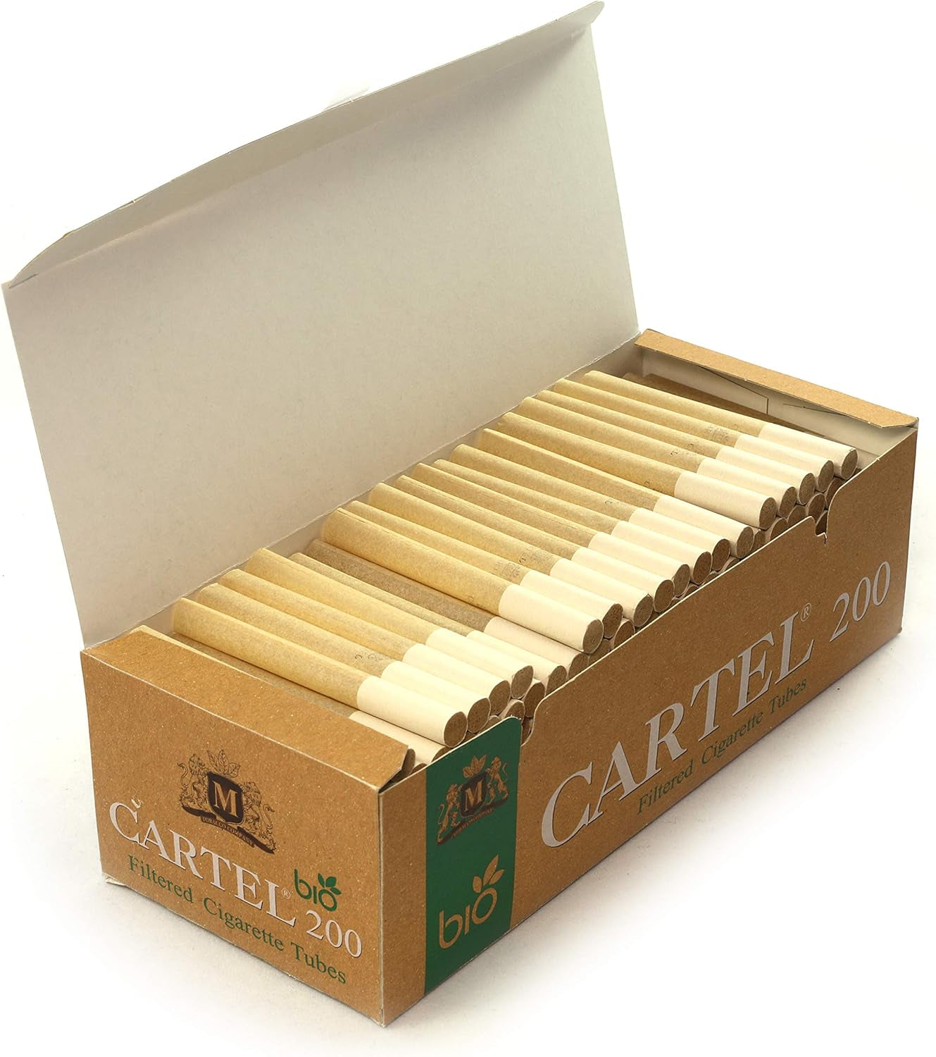 Bio Unbleached Filtered Cigarette Tubes - 1 Box with 200 Tubes