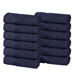 Lodi Cotton 12-Piece Washcloth Set – Mid-Weight Face Towels Solid with Woven Border