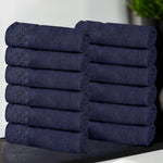 Lodi Cotton 12-Piece Washcloth Set – Mid-Weight Face Towels Solid with Woven Border