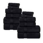 12-Piece Set, 100% Cotton Bathroom Towels, Zero Twist