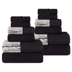 Lodi Cotton 12-Piece Bathroom Towel Set – Absorbent Mid-Weight Solids & Patterns