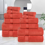 12-Piece Set, 100% Cotton Bathroom Towels, Zero Twist