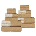 Lodi Cotton 12-Piece Bathroom Towel Set – Absorbent Mid-Weight Solids & Patterns