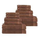 Rolla Cotton Geometric Jacquard Absorbent 12 Piece Towel Set