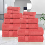 12-Piece Set, 100% Cotton Bathroom Towels, Zero Twist