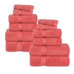 12-Piece Set, 100% Cotton Bathroom Towels, Zero Twist