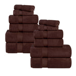 12-Piece Set, 100% Cotton Bathroom Towels, Zero Twist