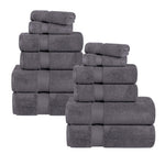 12-Piece Set, 100% Cotton Bathroom Towels, Zero Twist