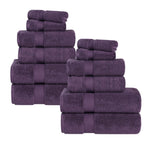 12-Piece Set, 100% Cotton Bathroom Towels, Zero Twist