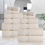 12-Piece Set, 100% Cotton Bathroom Towels, Zero Twist