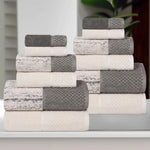Lodi Cotton 12-Piece Bathroom Towel Set – Absorbent Mid-Weight Solids & Patterns