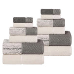 Lodi Cotton 12-Piece Bathroom Towel Set – Absorbent Mid-Weight Solids & Patterns