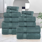 12-Piece Set, 100% Cotton Bathroom Towels, Zero Twist
