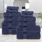 12-Piece Set, 100% Cotton Bathroom Towels, Zero Twist