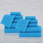 Superior Soho Ribbed Cotton Absorbent Medium Weight 12 Piece Towel Set
