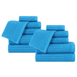 Superior Soho Ribbed Cotton Absorbent Medium Weight 12 Piece Towel Set