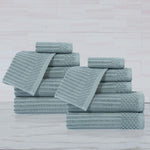 Superior Soho Ribbed Cotton Absorbent Medium Weight 12 Piece Towel Set