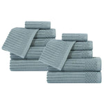 Superior Soho Ribbed Cotton Absorbent Medium Weight 12 Piece Towel Set