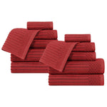 Superior Soho Ribbed Cotton Absorbent Medium Weight 12 Piece Towel Set