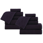 Superior Soho Ribbed Cotton Absorbent Medium Weight 12 Piece Towel Set
