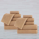 Superior Soho Ribbed Cotton Absorbent Medium Weight 12 Piece Towel Set