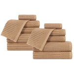 Superior Soho Ribbed Cotton Absorbent Medium Weight 12 Piece Towel Set