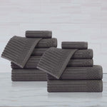 Superior Soho Ribbed Cotton Absorbent Medium Weight 12 Piece Towel Set