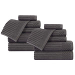 Superior Soho Ribbed Cotton Absorbent Medium Weight 12 Piece Towel Set