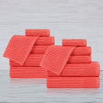 Superior Soho Ribbed Cotton Absorbent Medium Weight 12 Piece Towel Set