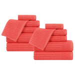 Superior Soho Ribbed Cotton Absorbent Medium Weight 12 Piece Towel Set