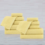 Superior Soho Ribbed Cotton Absorbent Medium Weight 12 Piece Towel Set