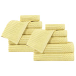 Superior Soho Ribbed Cotton Absorbent Medium Weight 12 Piece Towel Set