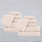 Superior Soho Ribbed Cotton Absorbent Medium Weight 12 Piece Towel Set