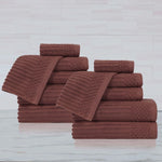 Superior Soho Ribbed Cotton Absorbent Medium Weight 12 Piece Towel Set