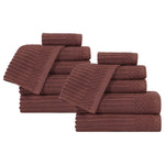 Superior Soho Ribbed Cotton Absorbent Medium Weight 12 Piece Towel Set
