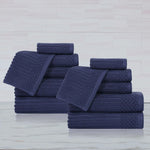 Superior Soho Ribbed Cotton Absorbent Medium Weight 12 Piece Towel Set