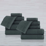 Superior Soho Ribbed Cotton Absorbent Medium Weight 12 Piece Towel Set
