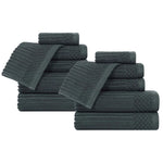 Superior Soho Ribbed Cotton Absorbent Medium Weight 12 Piece Towel Set