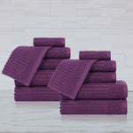 Superior Soho Ribbed Cotton Absorbent Medium Weight 12 Piece Towel Set