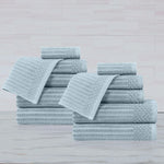 Superior Soho Ribbed Cotton Absorbent Medium Weight 12 Piece Towel Set
