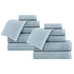 Superior Soho Ribbed Cotton Absorbent Medium Weight 12 Piece Towel Set