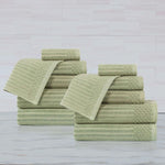 Superior Soho Ribbed Cotton Absorbent Medium Weight 12 Piece Towel Set