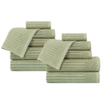 Superior Soho Ribbed Cotton Absorbent Medium Weight 12 Piece Towel Set