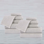 Superior Soho Ribbed Cotton Absorbent Medium Weight 12 Piece Towel Set