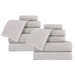 Superior Soho Ribbed Cotton Absorbent Medium Weight 12 Piece Towel Set