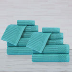 Superior Soho Ribbed Cotton Absorbent Medium Weight 12 Piece Towel Set